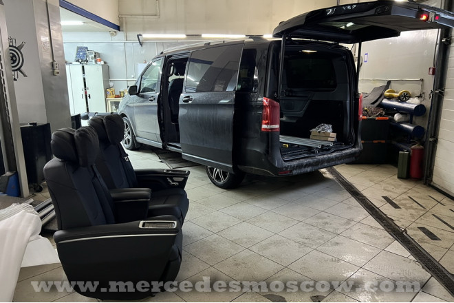 Удлинение рельс, капитанские кресла с зарядками Mercedes V-Class W447